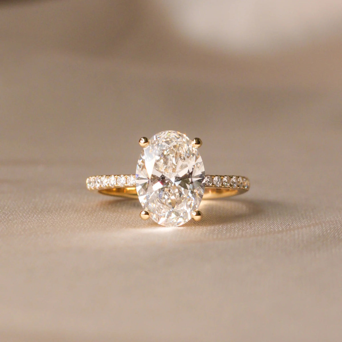 Oval Cut Diamond Four-Prong Engagement Ring with H ROSE 10K