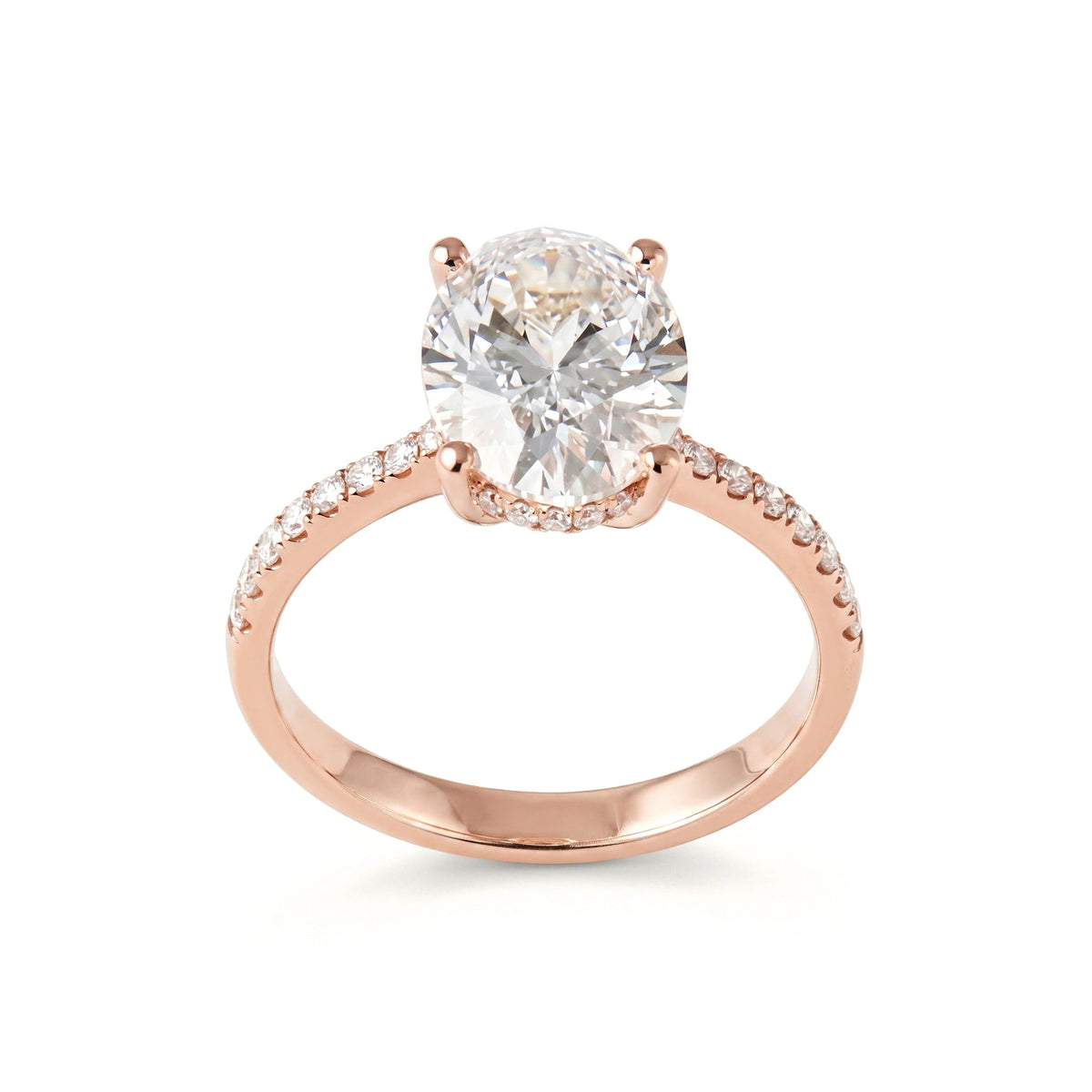 Oval Cut Diamond Four-Prong Engagement Ring with H View 4