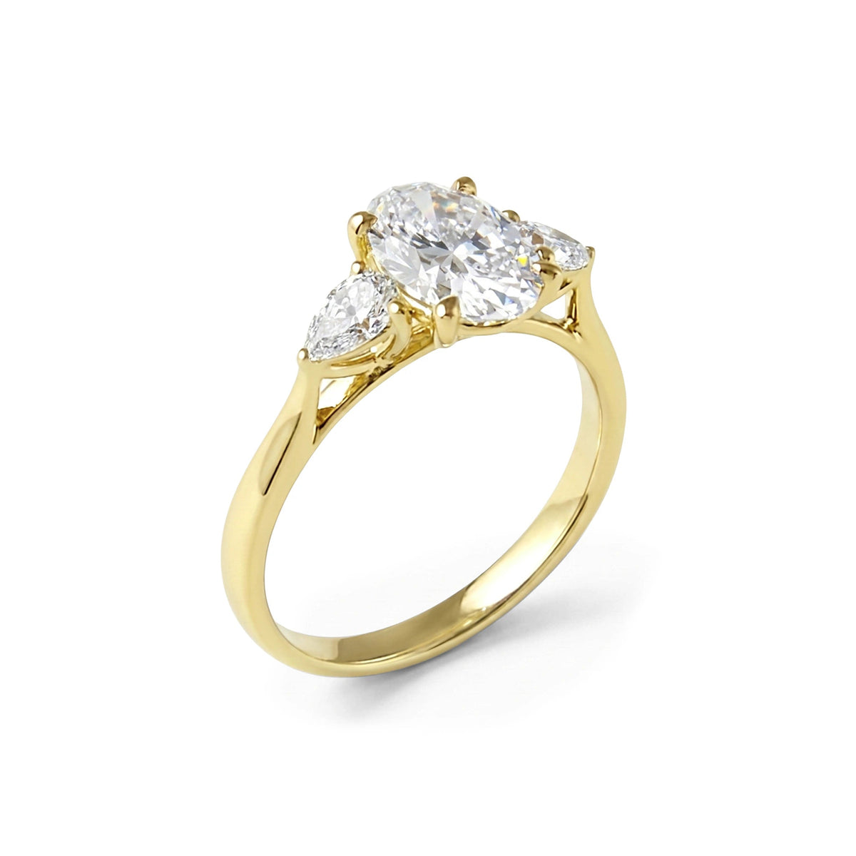 Oval Diamond Three-Stone Engagement Ring with Pear View 8