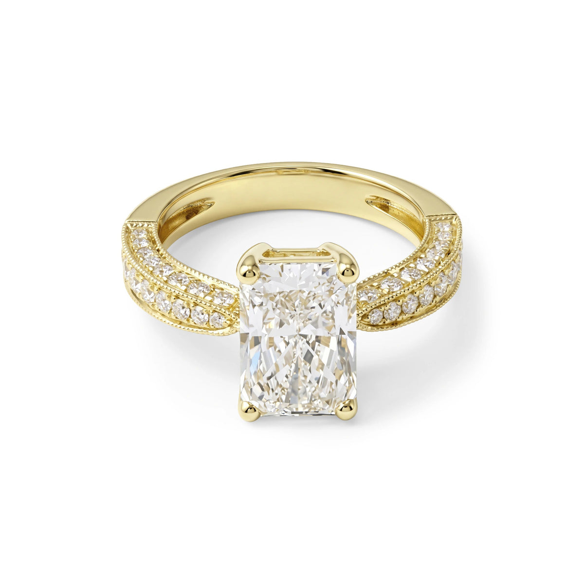 Radiant-Cut Diamond Engagement Ring with Three-Row View 10
