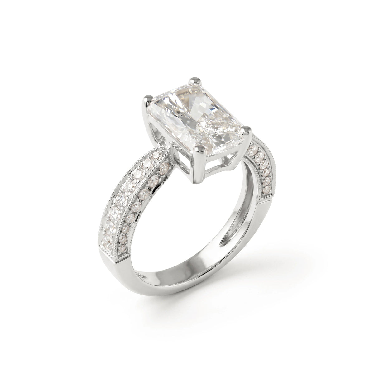 Radiant-Cut Diamond Engagement Ring with Three-Row View 9