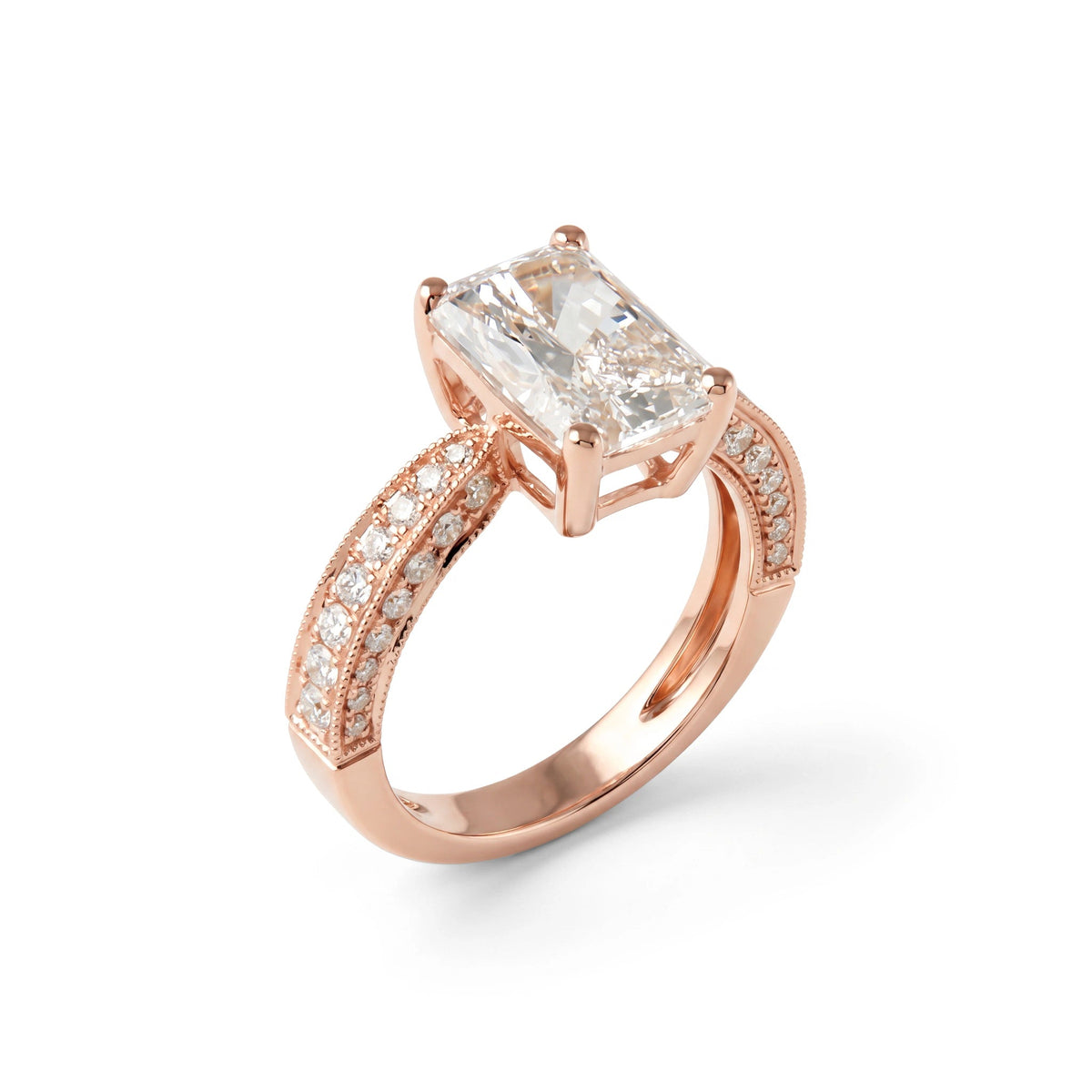 Radiant-Cut Diamond Engagement Ring with Three-Row View 6