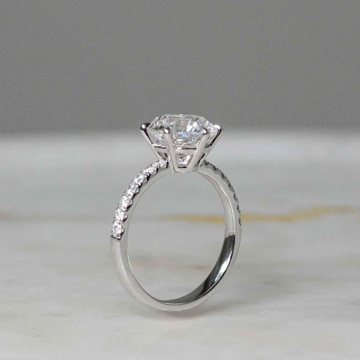 Round Brilliant Cut Diamond 6-Prong Engagement Rin View 3