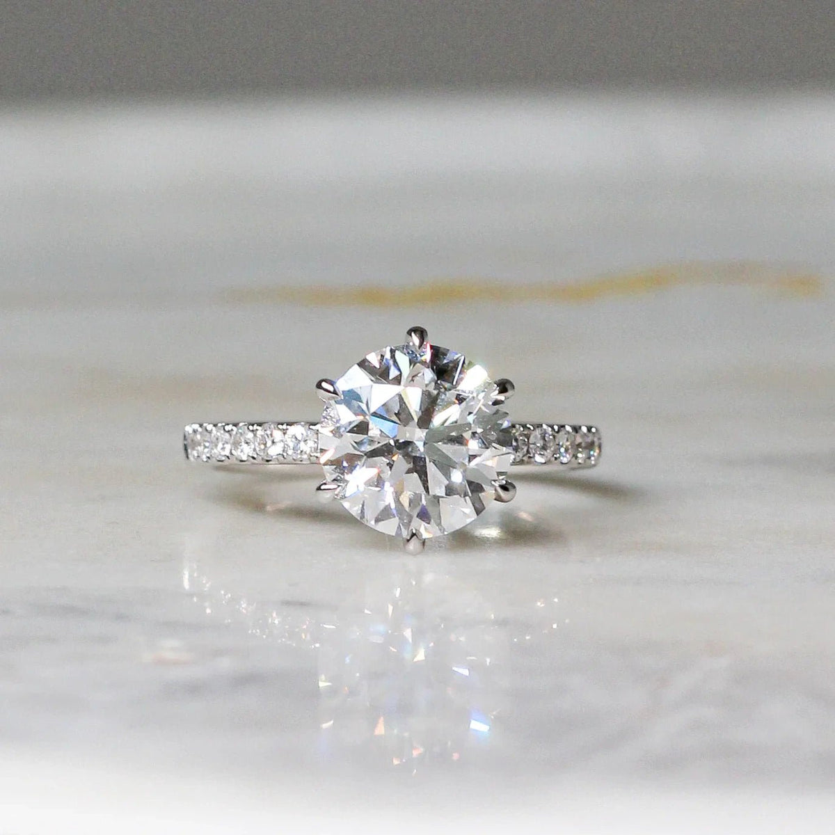 Round Brilliant Cut Diamond 6-Prong Engagement Rin ROSE 10K