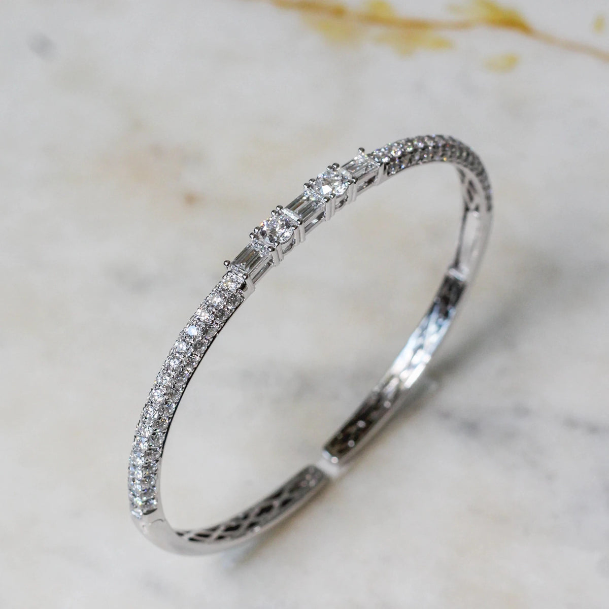 Art Deco Baguette Centerpiece Diamond Bracelet View 3