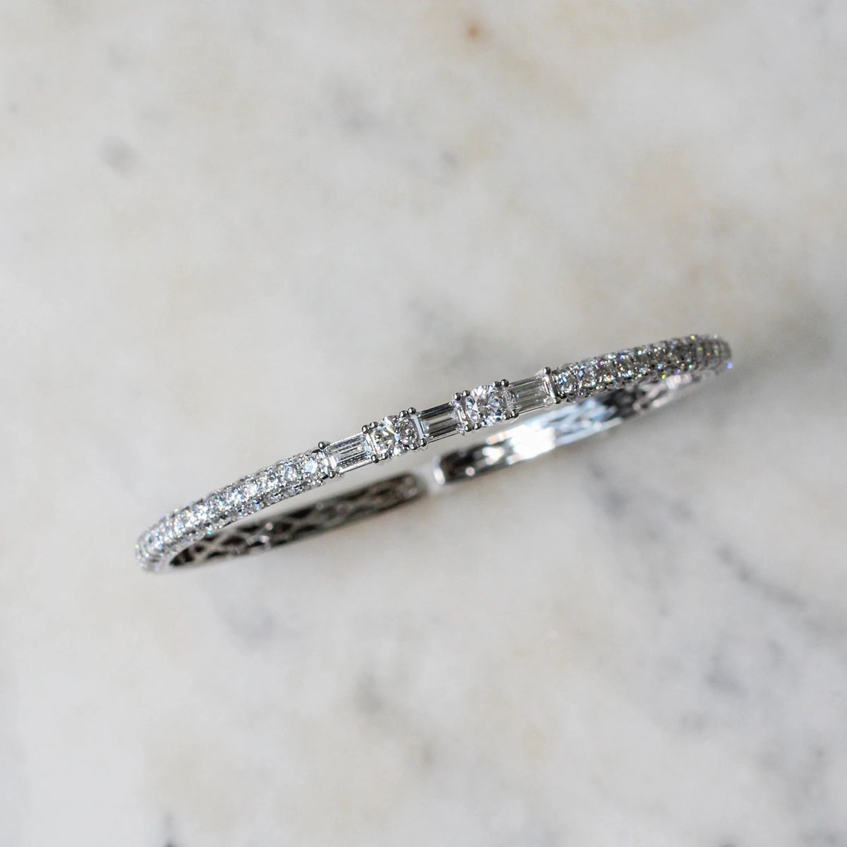 Art Deco Baguette Centerpiece Diamond Bracelet View 2