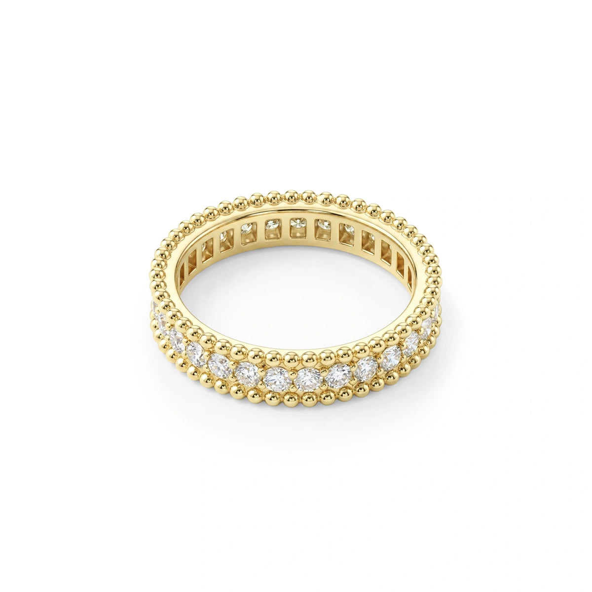Beaded Milgrain Edge Round Diamond Eternity Band View 8