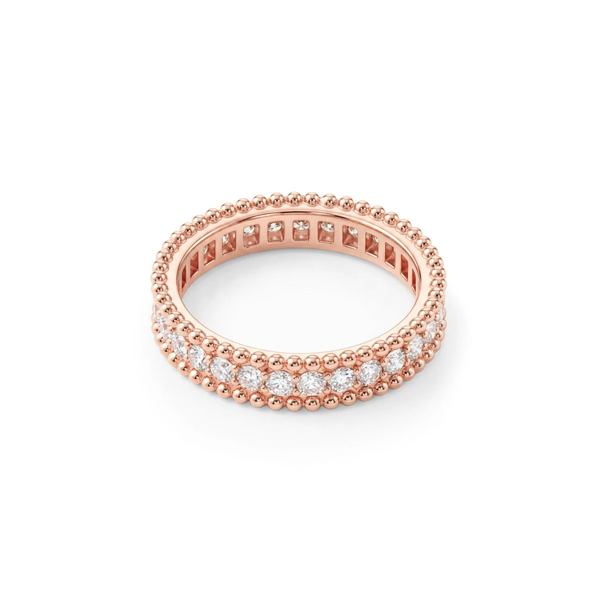 Beaded Milgrain Edge Round Diamond Eternity Band View 3