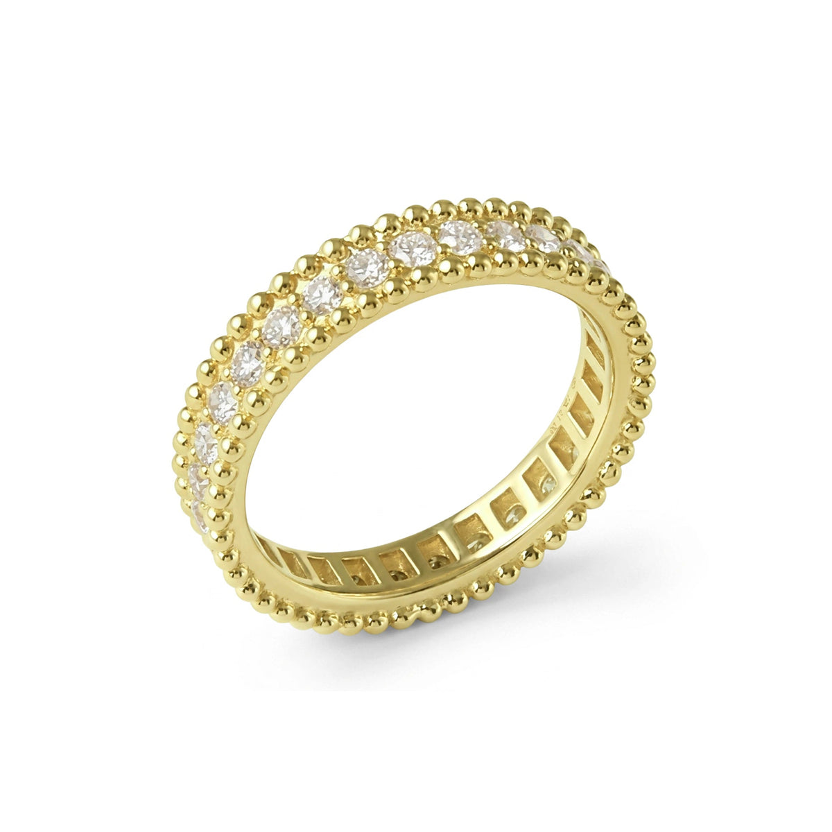 Beaded Milgrain Edge Round Diamond Eternity Band View 9