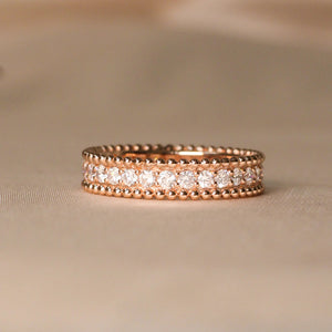 Beaded Milgrain Edge Round Diamond Eternity Band