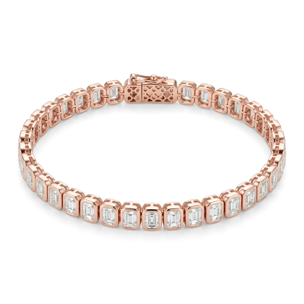 Bezel set Emerald diamond tennis bracelet View 2