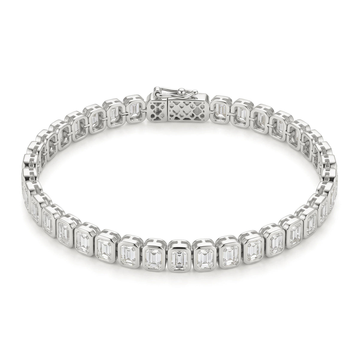 Bezel set Emerald diamond tennis bracelet View 5