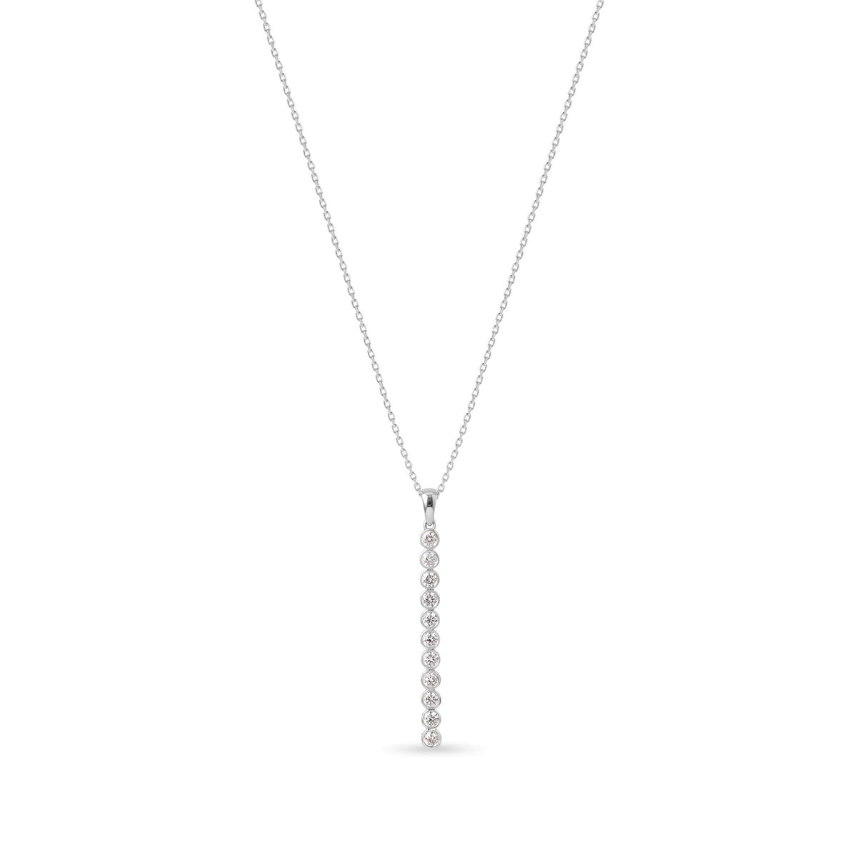 Bezel Set Round diamond Verticle Bar Drop Pendant  View 5