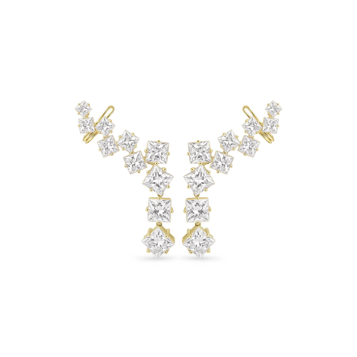 Cascading Princess-Cut Diamond Statement Climber E View 3