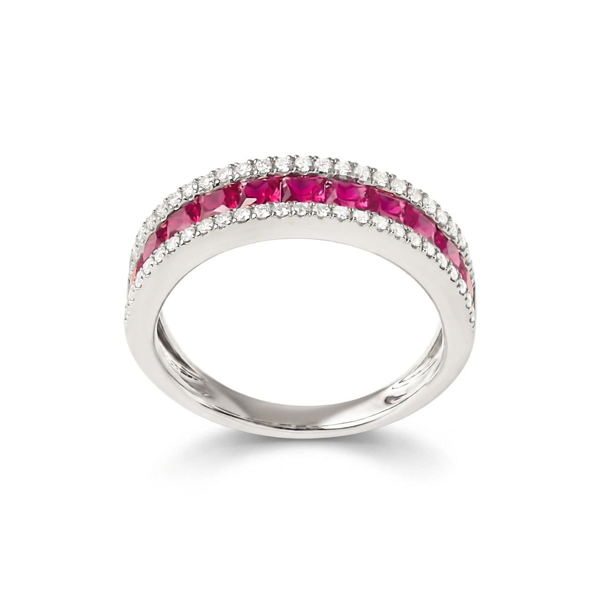 Channel-Set Princess Ruby & Pavé Diamond Anniversa View 7