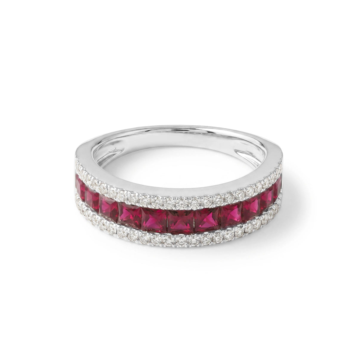 Channel-Set Princess Ruby & Pavé Diamond Anniversa View 6