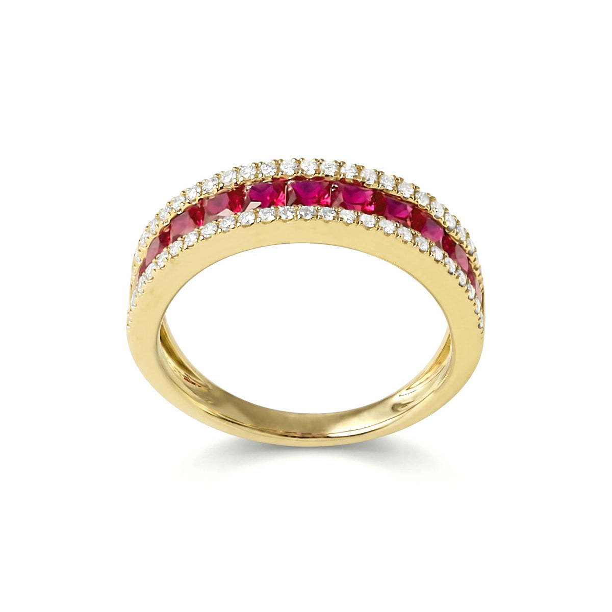 Channel-Set Princess Ruby & Pavé Diamond Anniversa View 10