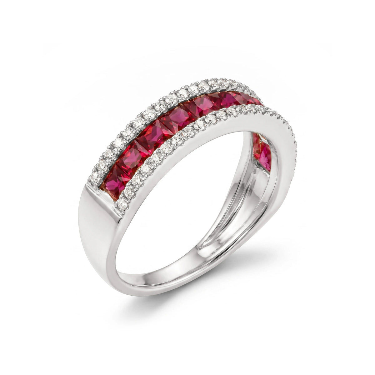 Channel-Set Princess Ruby & Pavé Diamond Anniversa View 8