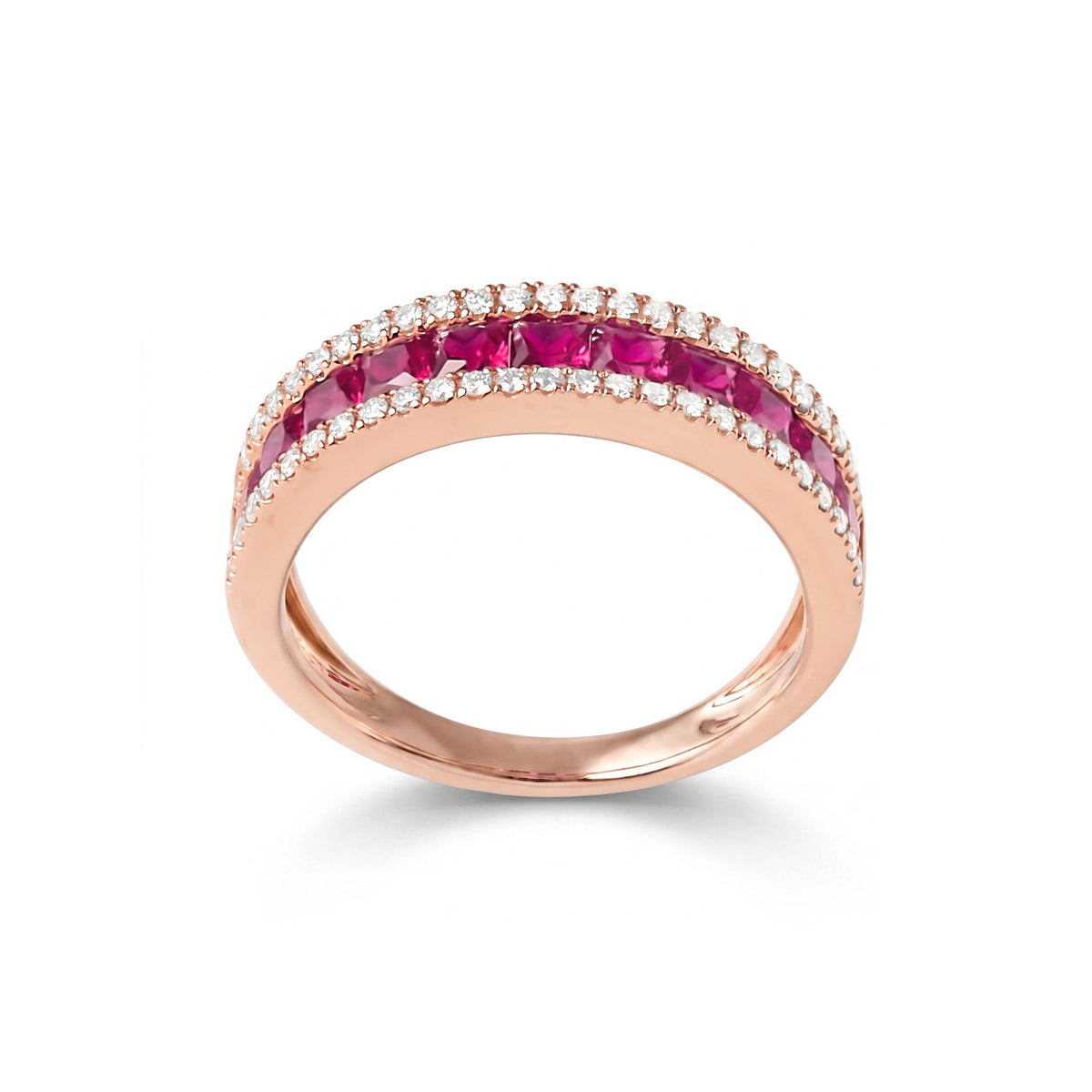 Channel-Set Princess Ruby & Pavé Diamond Anniversa View 4