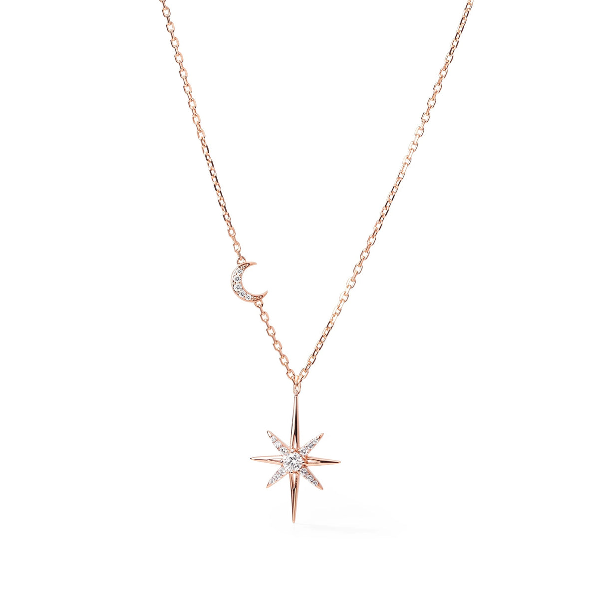Diamond Celestial Starburst & Crescent Moon Pendan View 3