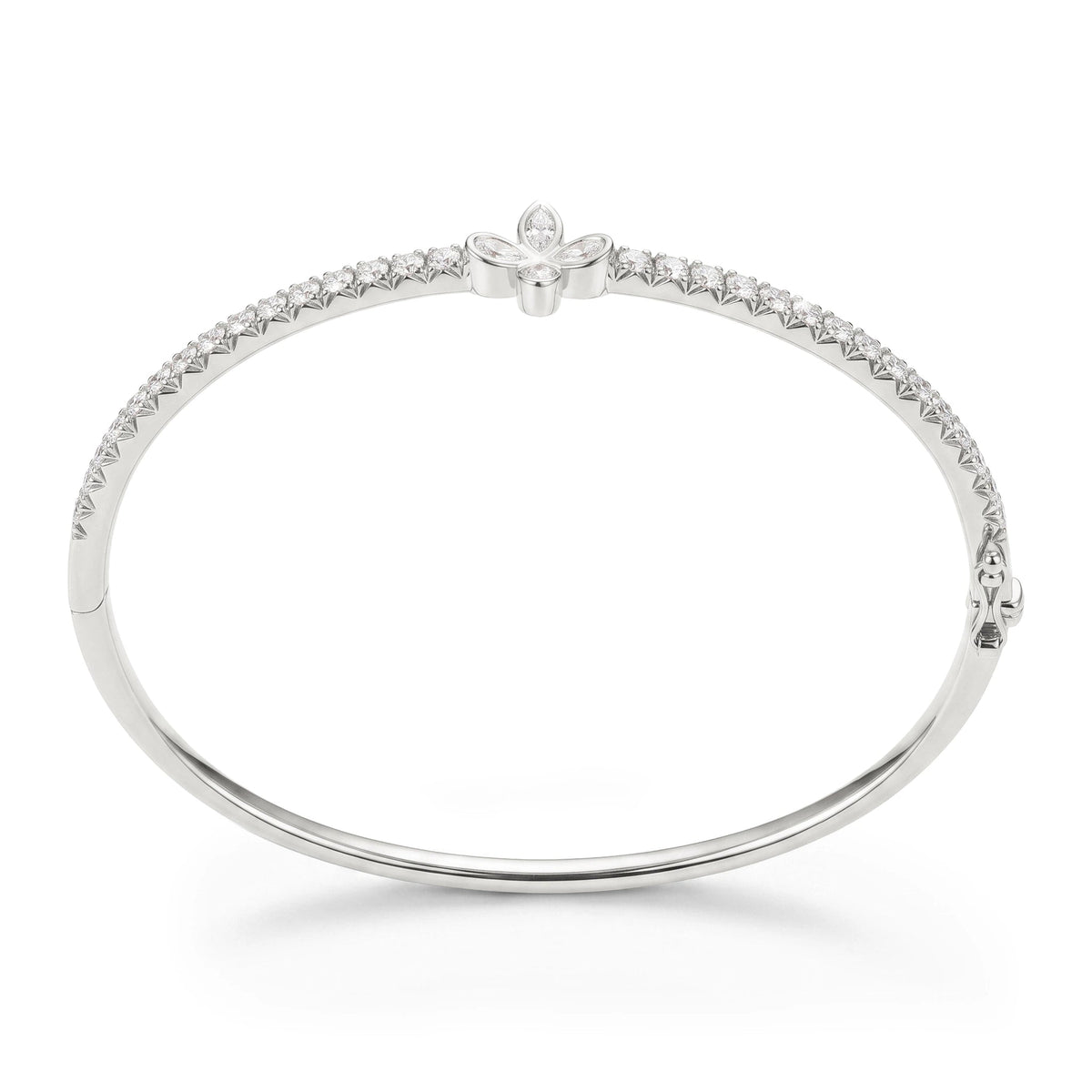 Diamond Line Bangle with Pear Floral Centerpiece View 7