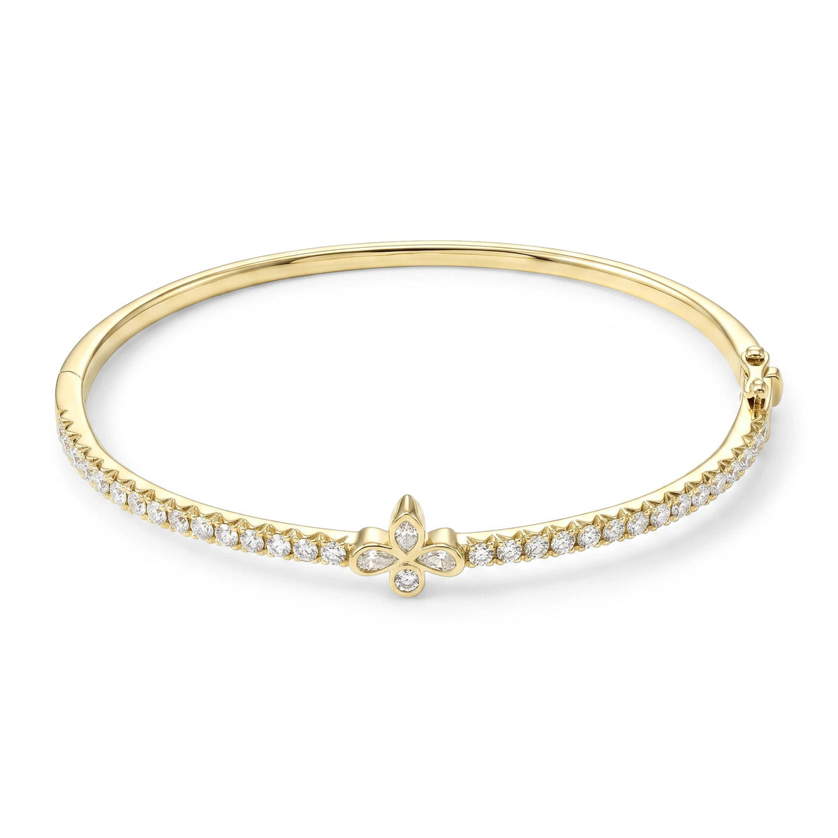 Diamond Line Bangle with Pear Floral Centerpiece View 8