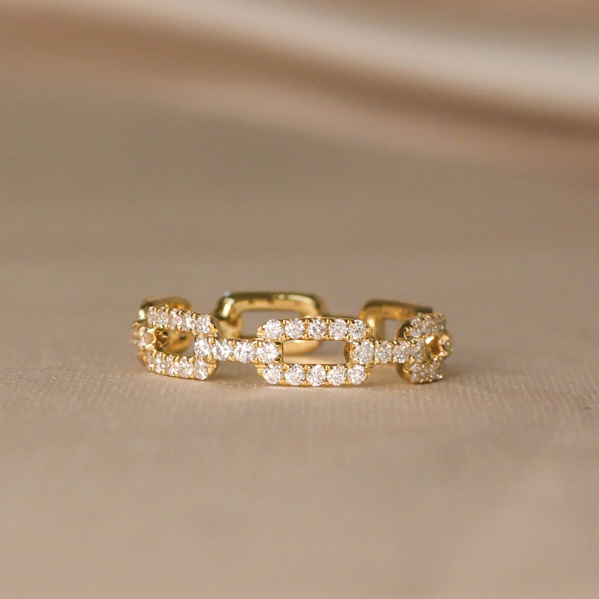 Diamond Paperclip Chain Eternity Ring ROSE 10K
