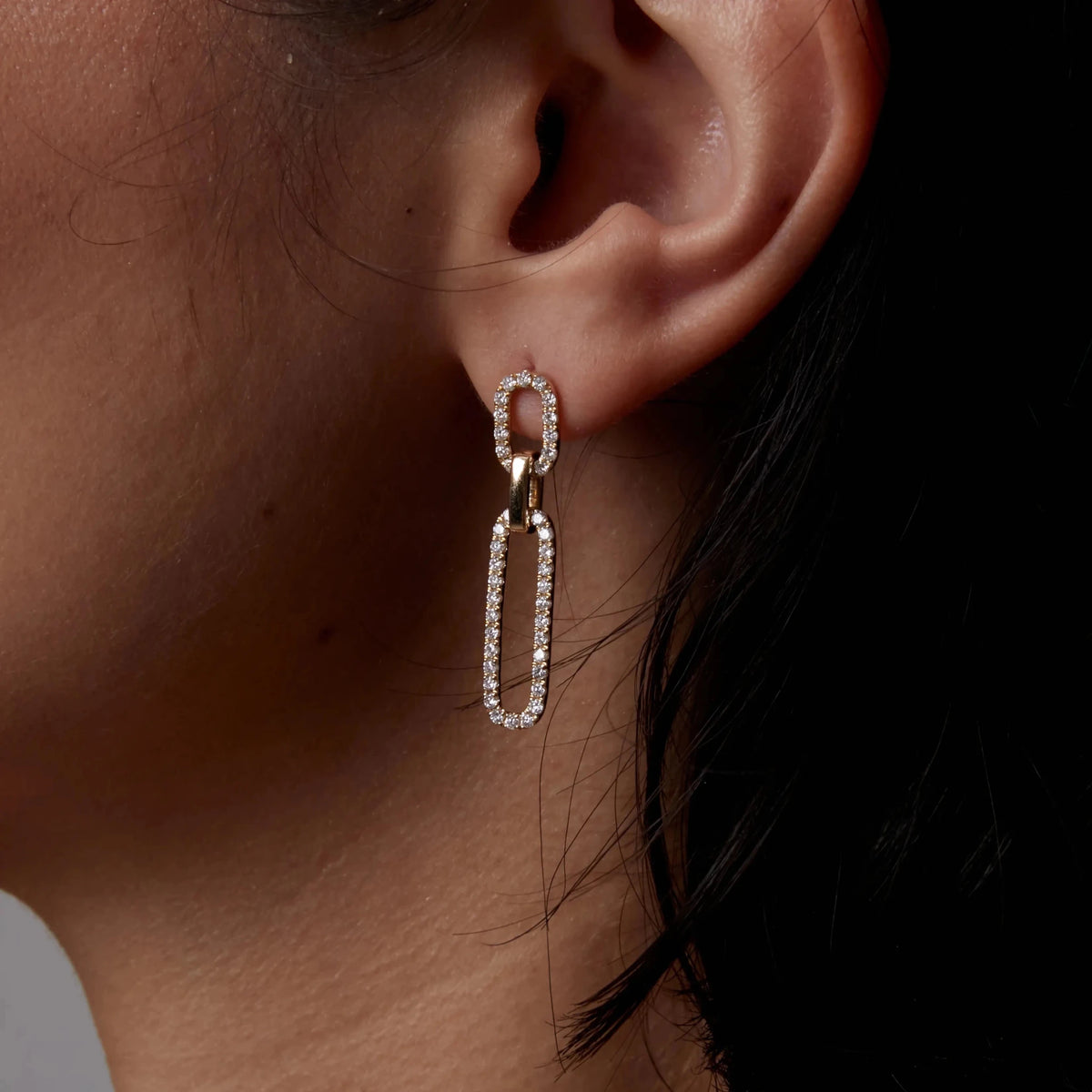 Diamond Paperclip Drop Earrings View 5