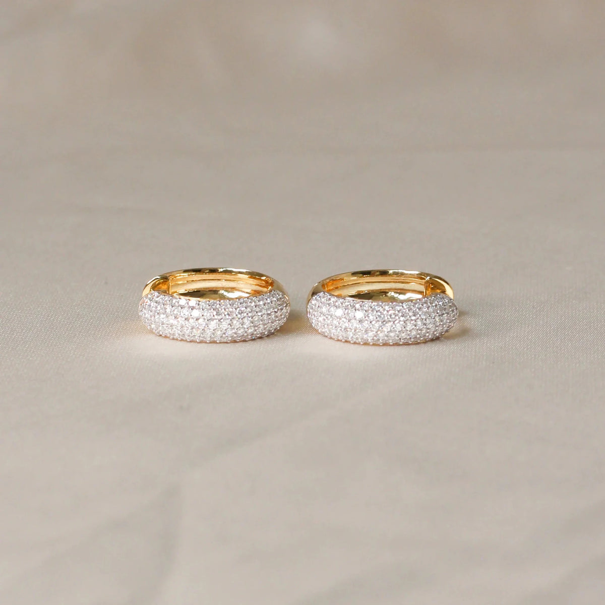 Diamond Pavé Thick Dome Hoop Earrings ROSE 10K
