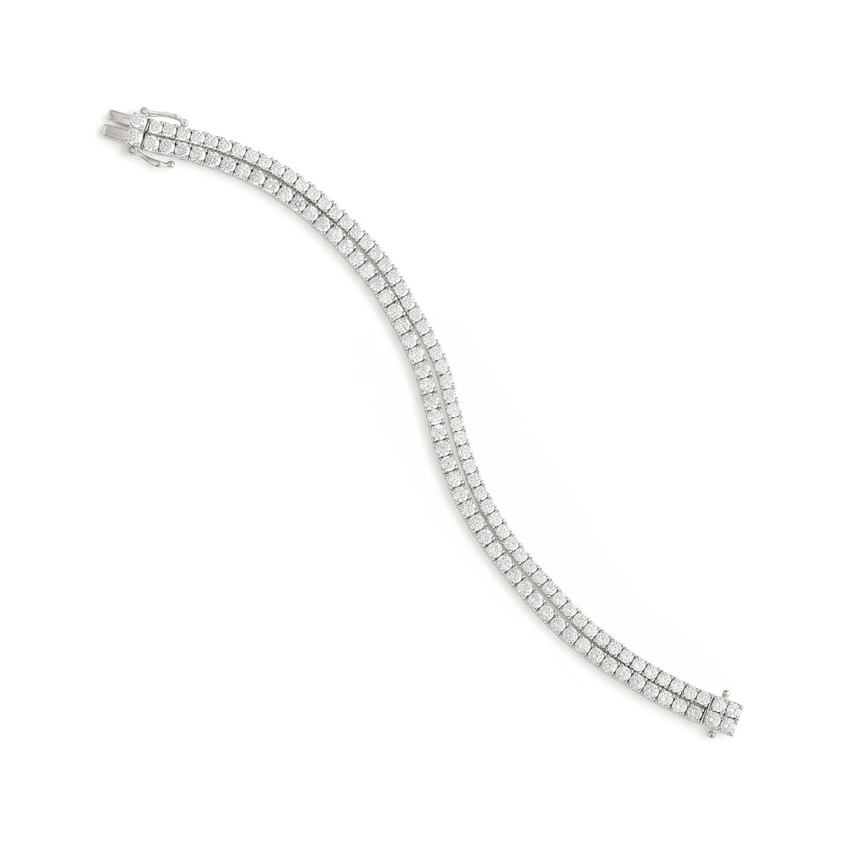 Double line round diamond tennis bracelet View 6