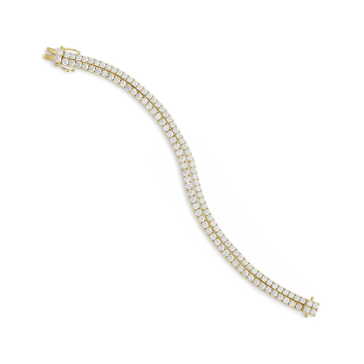 Double line round diamond tennis bracelet ROSE 10K