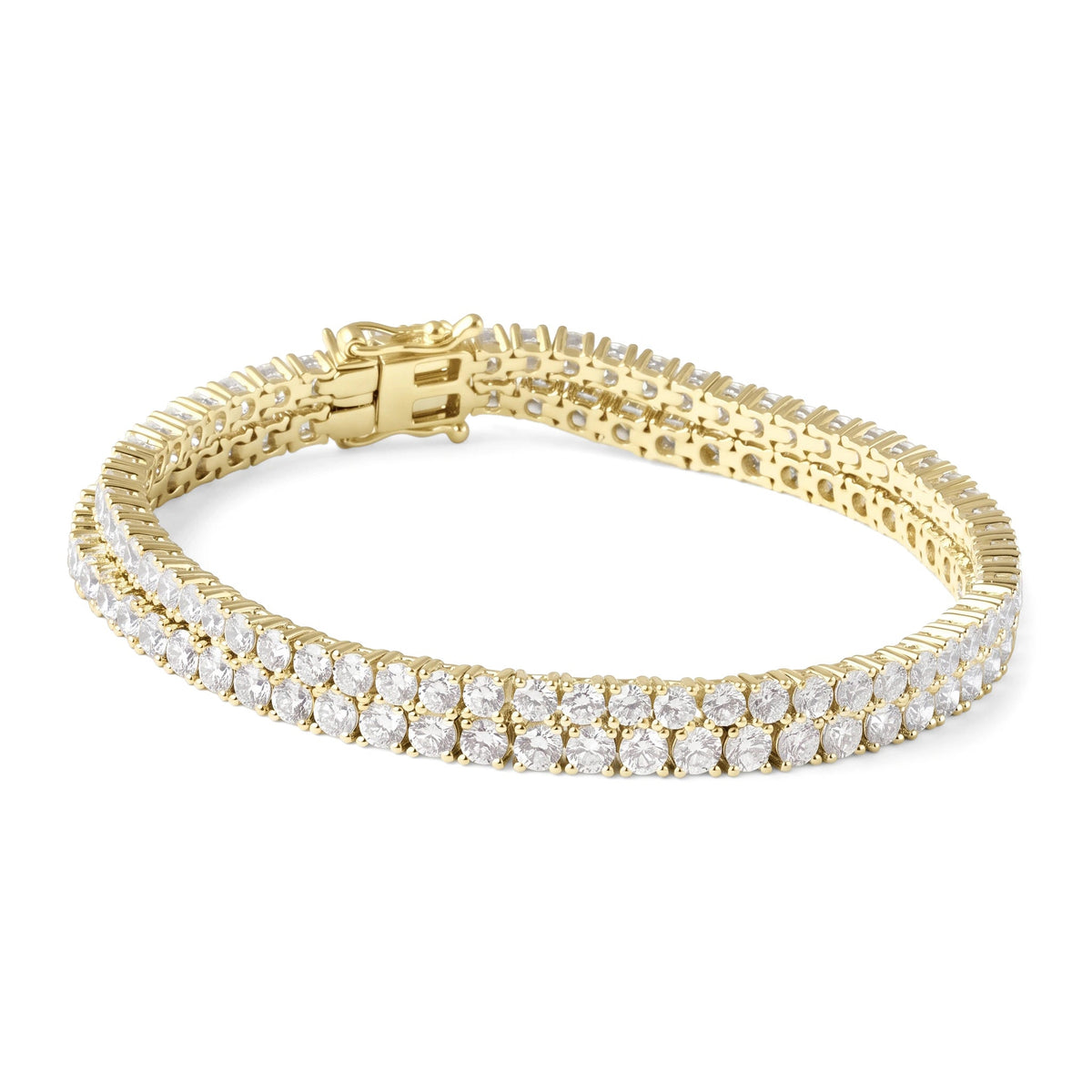 Double line round diamond tennis bracelet View 5