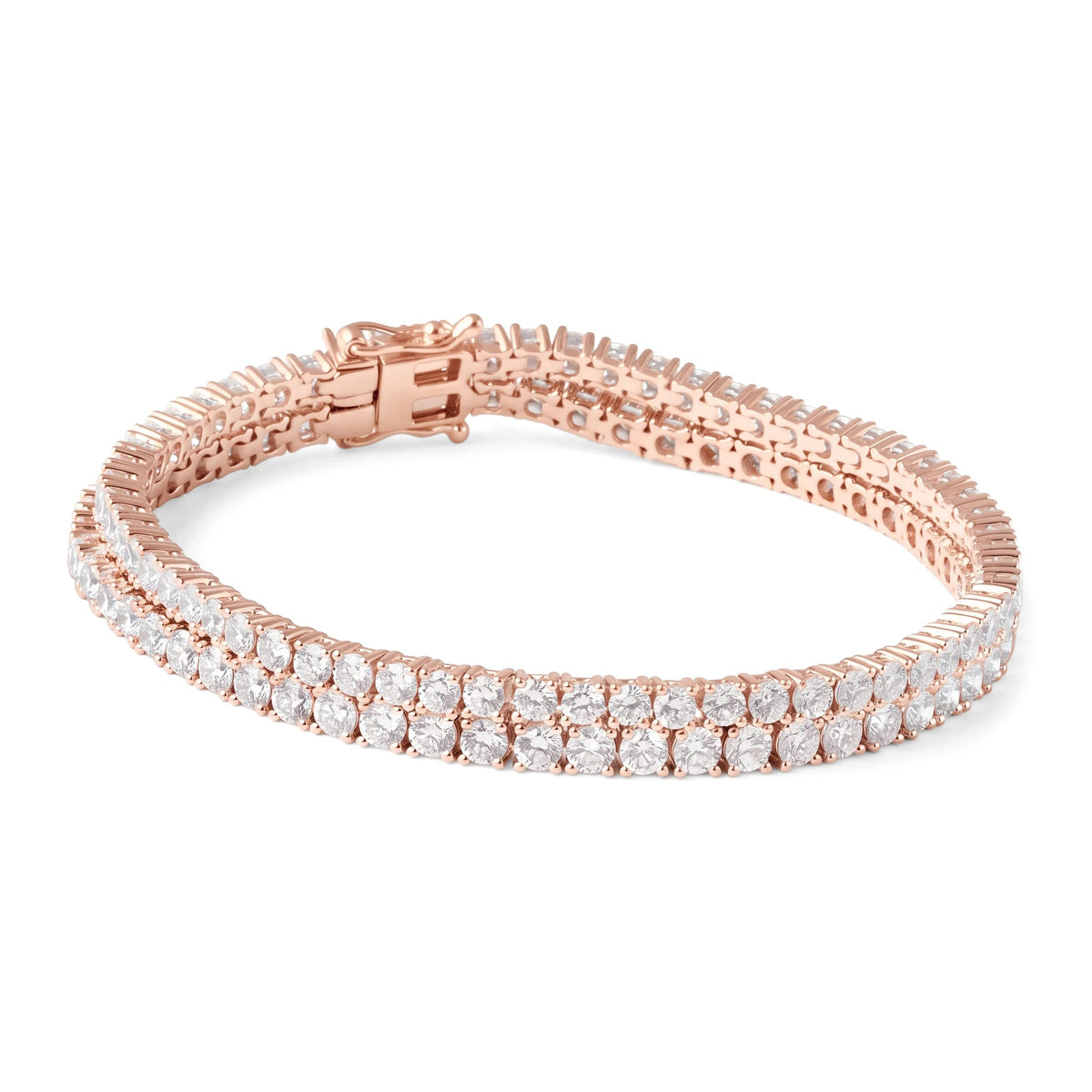 Double line round diamond tennis bracelet View 4
