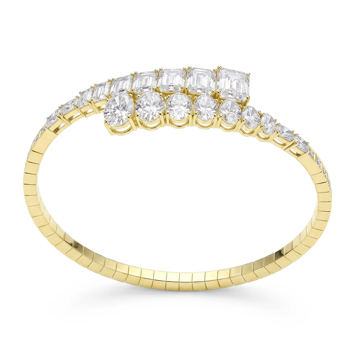 Dual-Row Emerald & Oval Cut Diamond Crossover Stat View 8