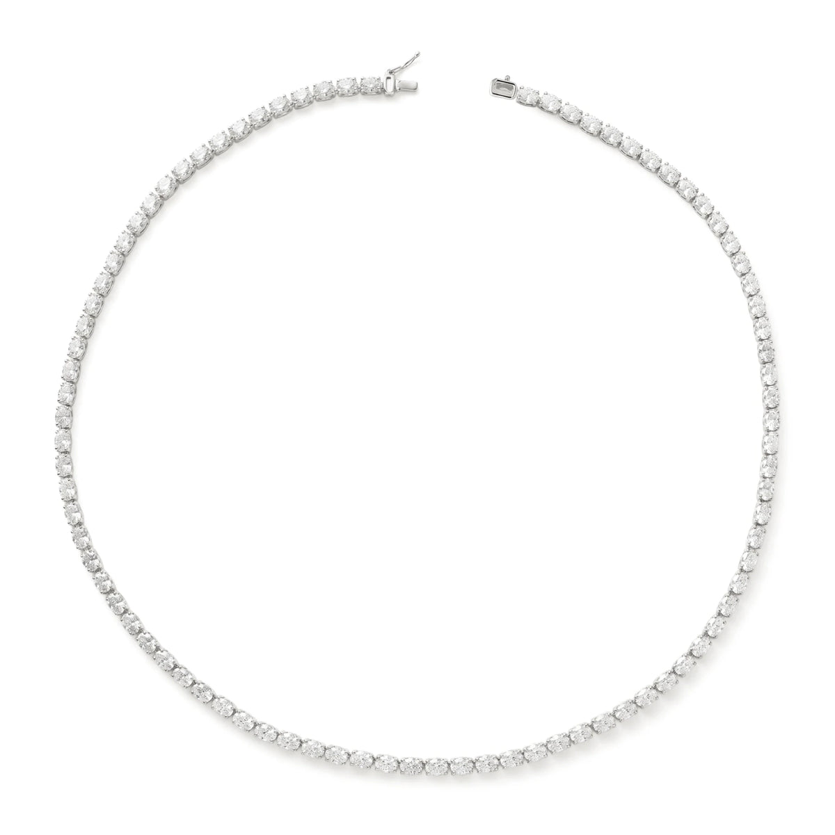 East-West Oval Diamond Tennis Statement Necklace View 2