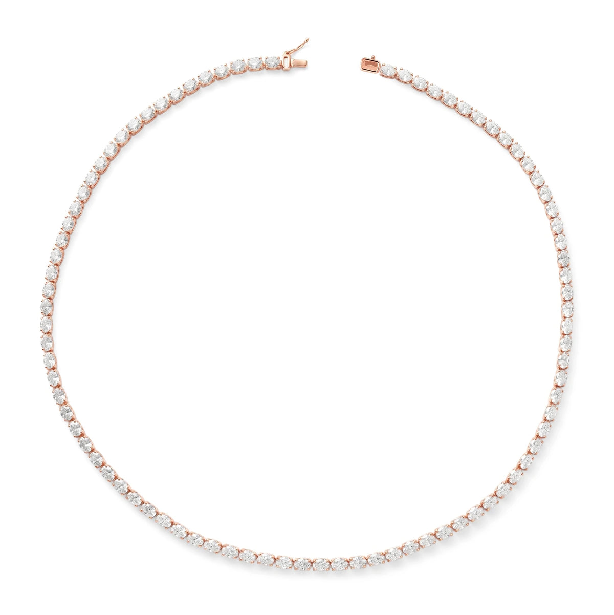 East-West Oval Diamond Tennis Statement Necklace ROSE 10K