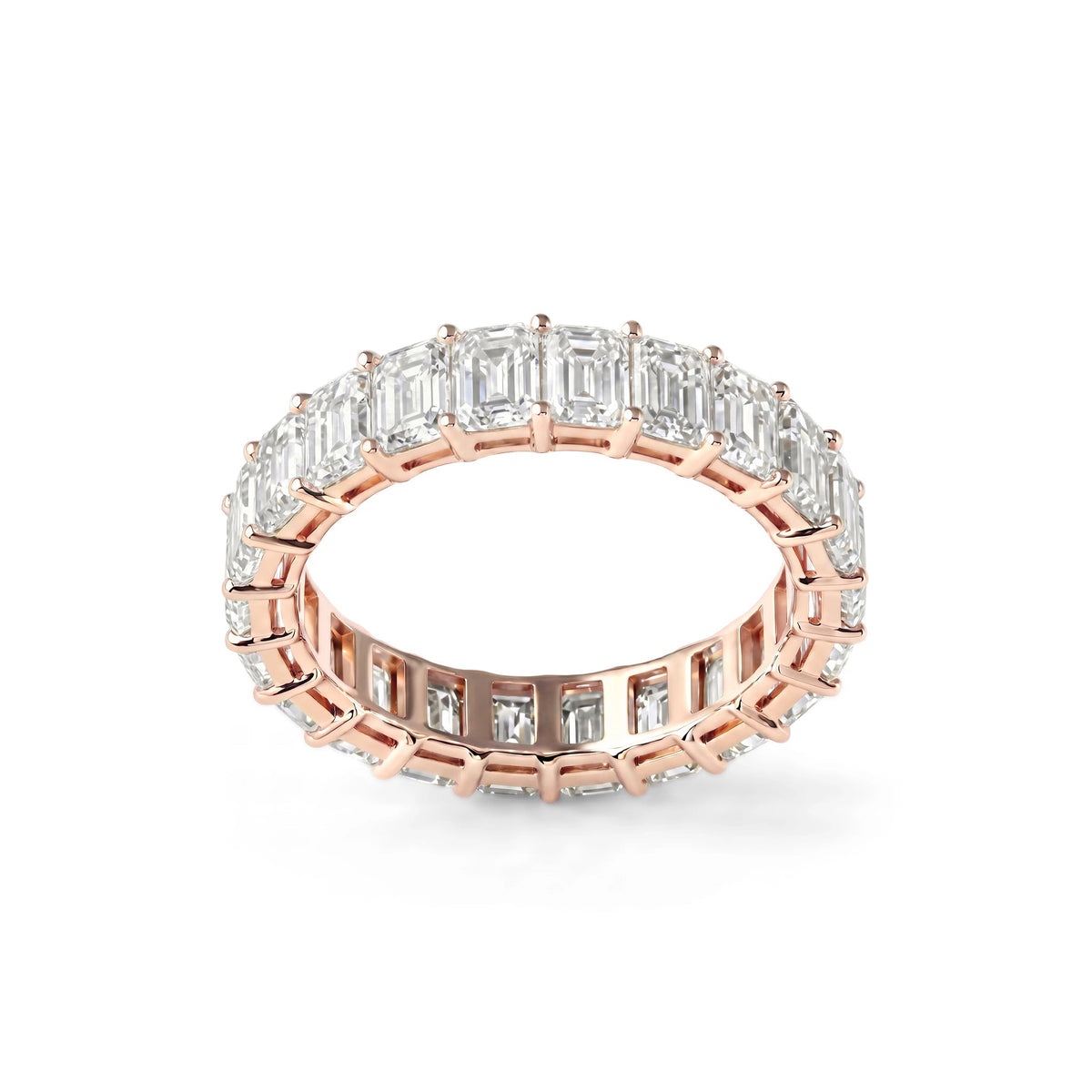 Emerald-Cut Diamond Shared-Prong Eternity Wedding  View 4