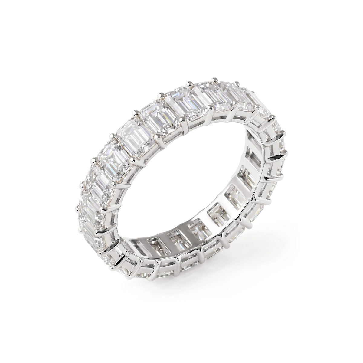 Emerald-Cut Diamond Shared-Prong Eternity Wedding  View 8