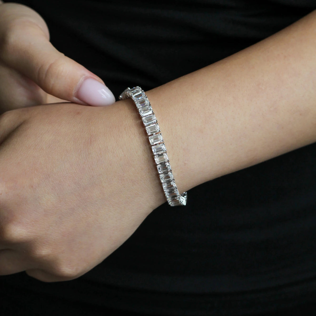 Emerald-Cut Diamond Tennis Bracelet ROSE 10K