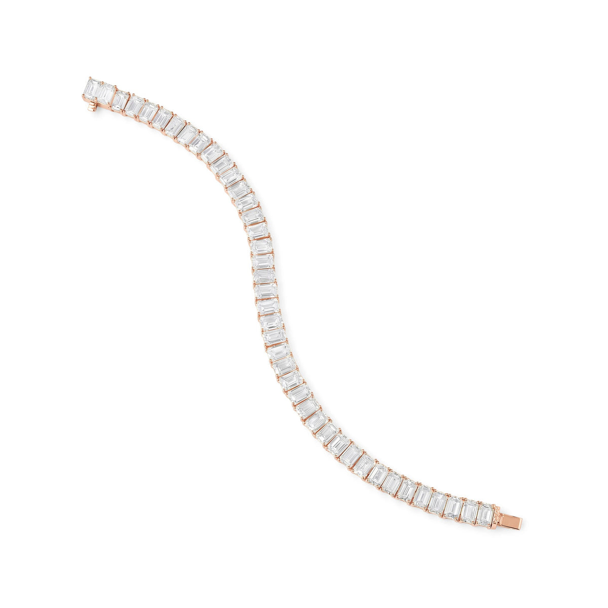 Emerald-Cut Diamond Tennis Bracelet View 3