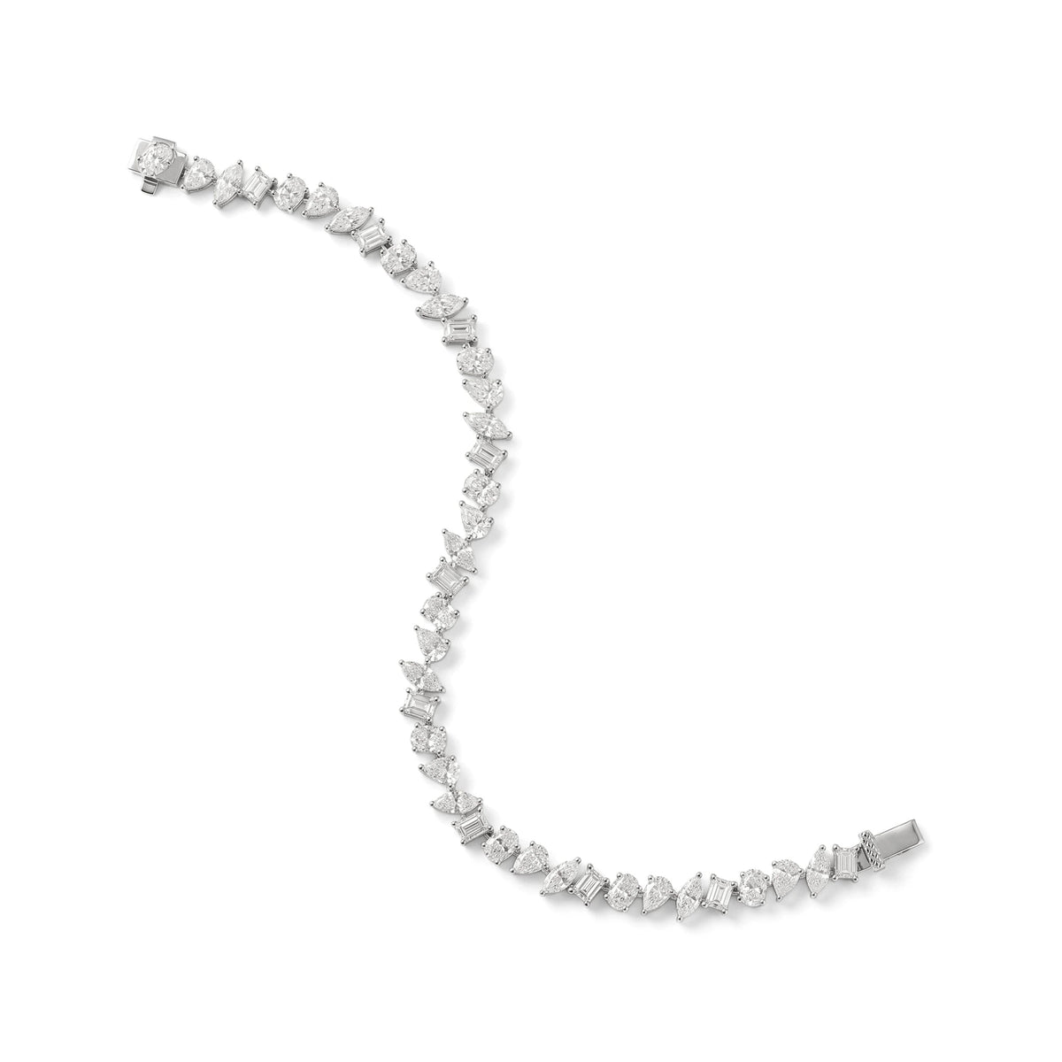 Fancy Mixed Cut Diamond Tennis Bracelet View 2