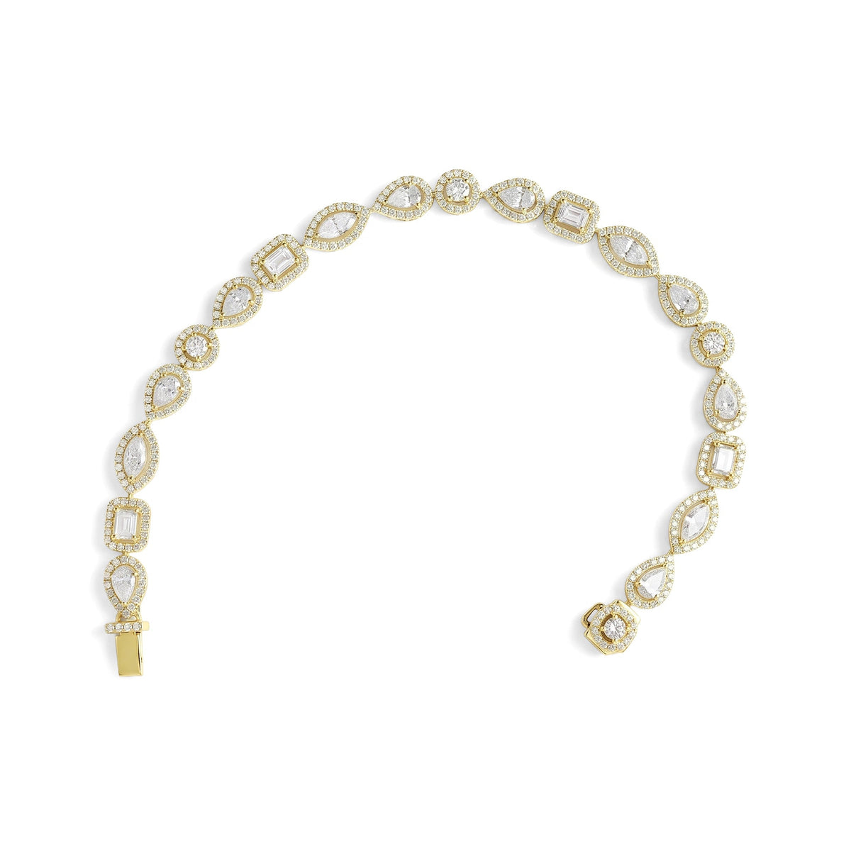 Fancy Multi-Shape Diamond Halo Bracelet View 5
