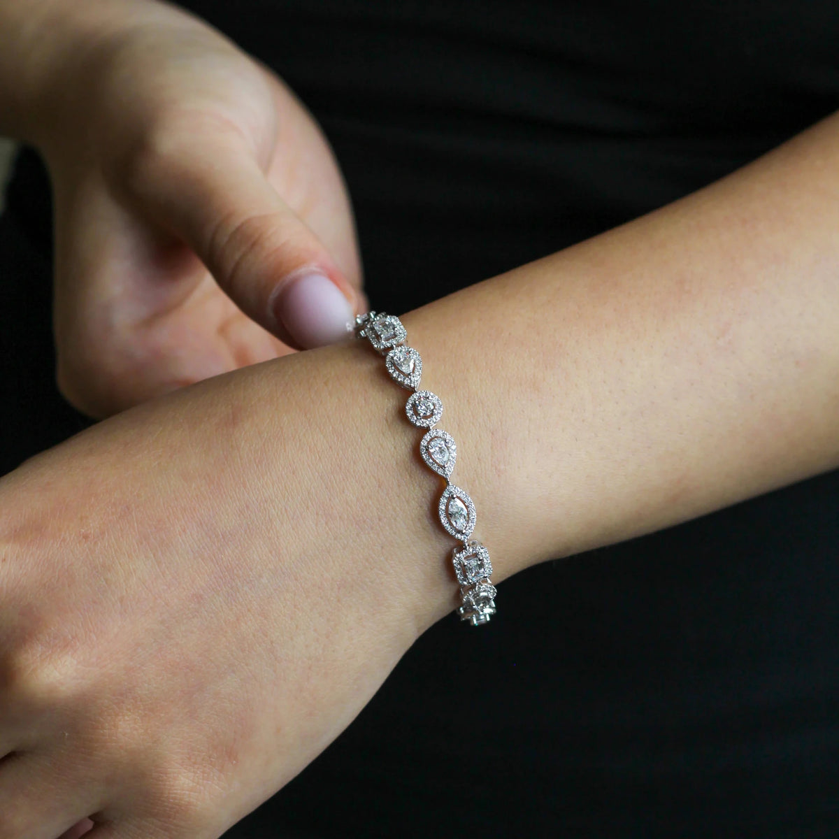 Fancy Multi-Shape Diamond Halo Bracelet View 8