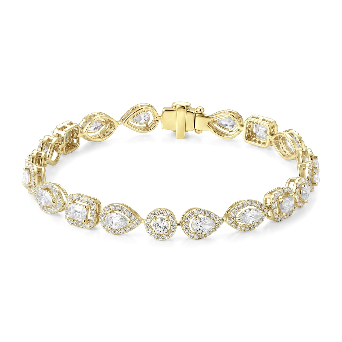 Fancy Multi-Shape Diamond Halo Bracelet View 6