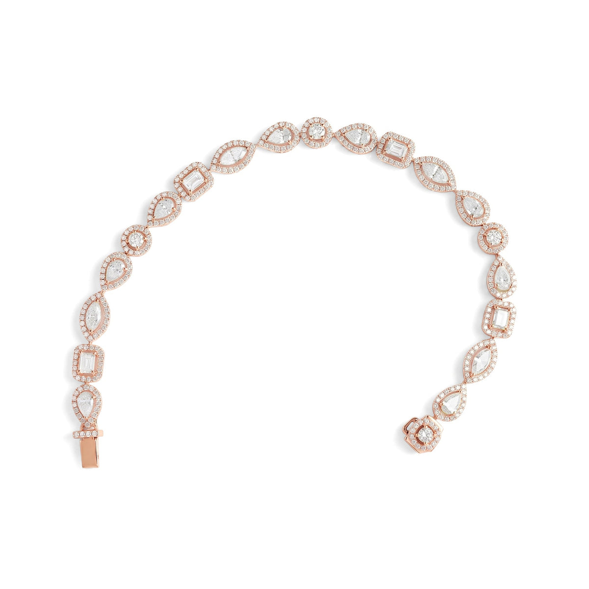 Fancy Multi-Shape Diamond Halo Bracelet ROSE 10K