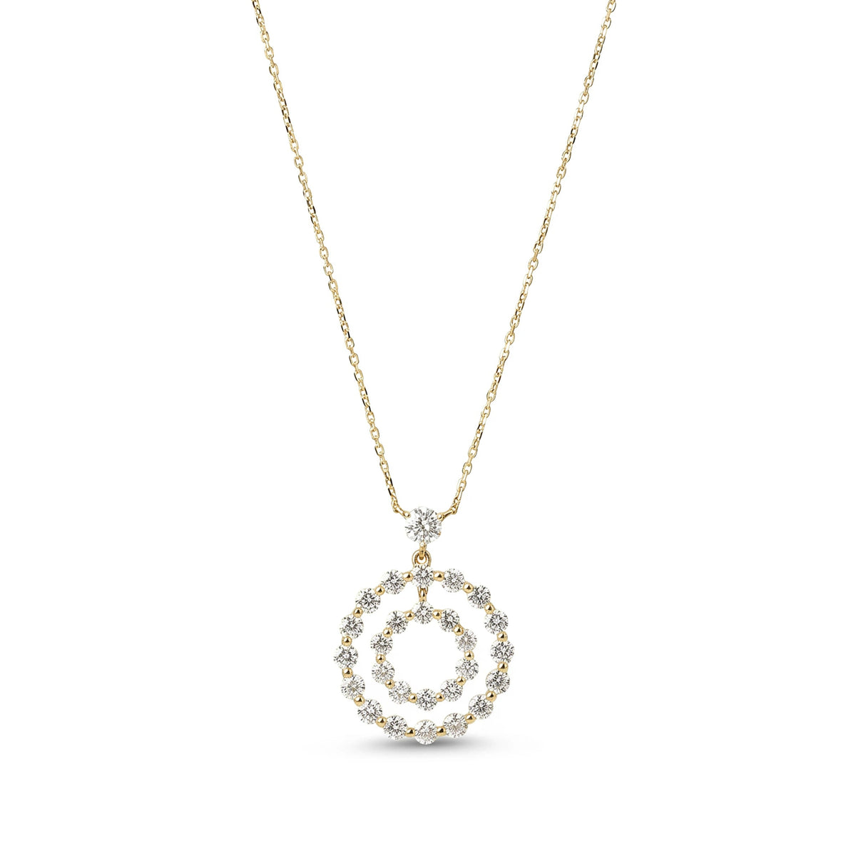 Floating Double Circle Diamond Pendant Necklace View 3