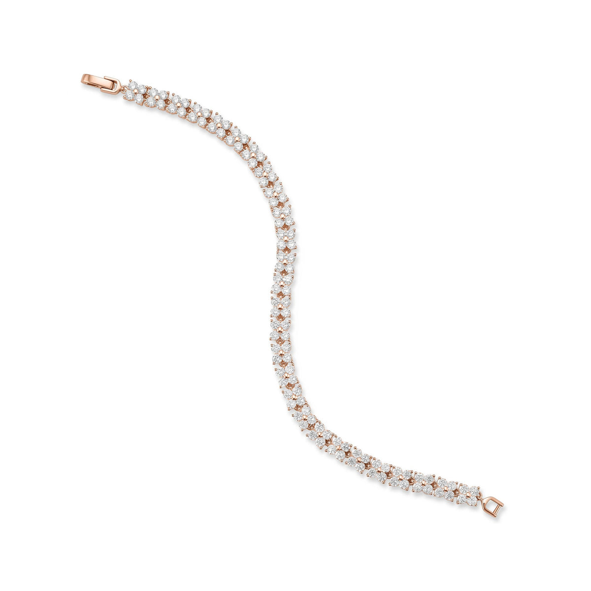 Floral Cluster Diamond Tennis Bracelet View 4