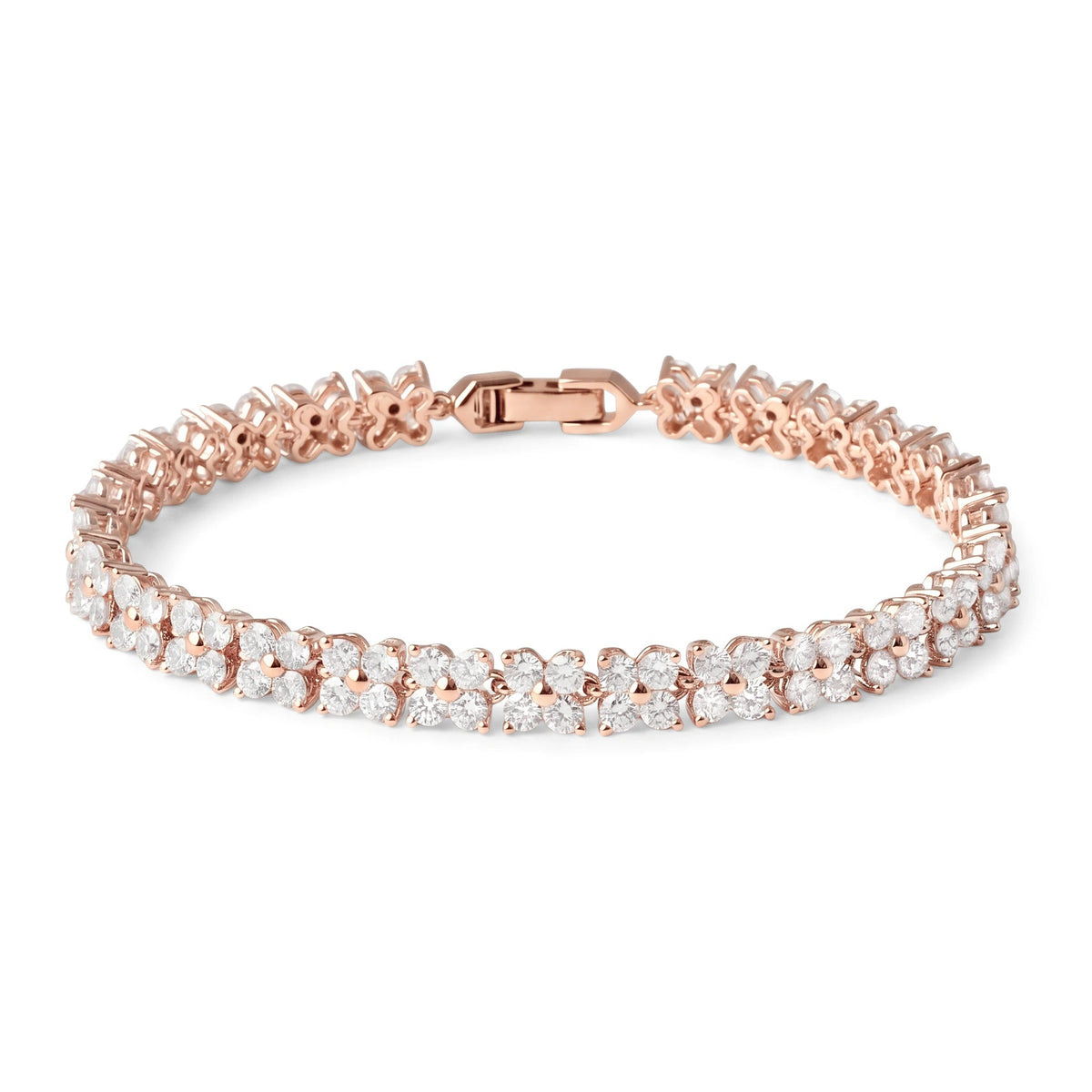 Floral Cluster Diamond Tennis Bracelet View 3