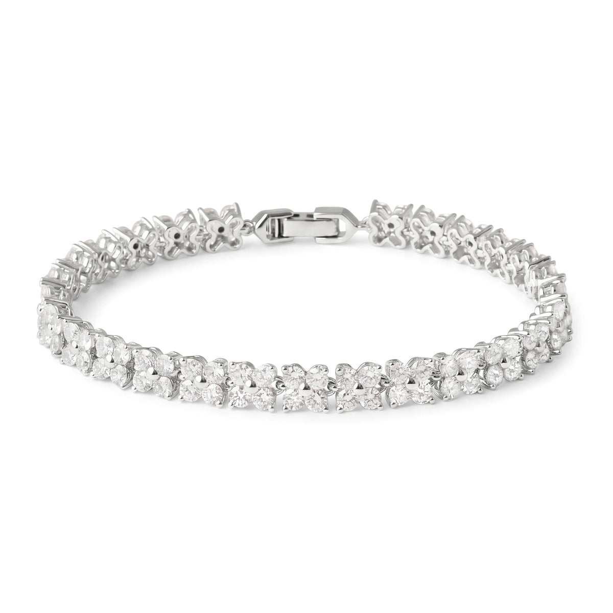 Floral Cluster Diamond Tennis Bracelet View 5