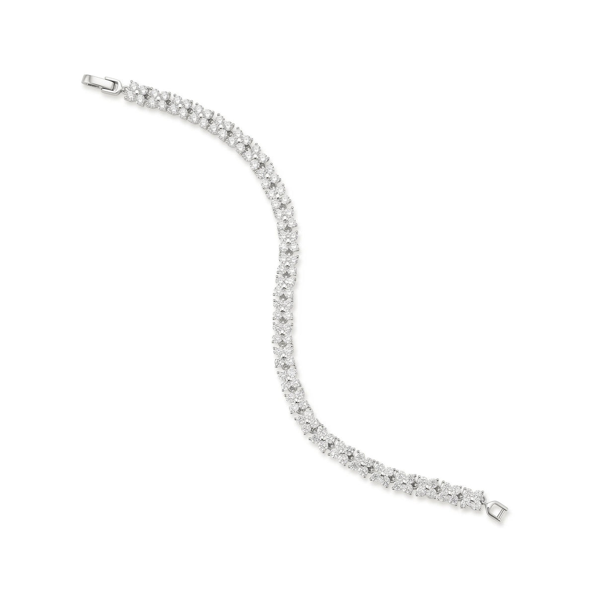 Floral Cluster Diamond Tennis Bracelet View 6
